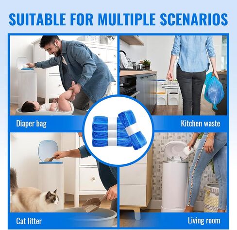 Compatible with Diaper Genie Pails Diaper Pail Refills, 4 Pack Lemon-Scented Odor-Blocking Continuous Liner Refills, Durable Leak-Resistant Rolls for Baby in Kuwait