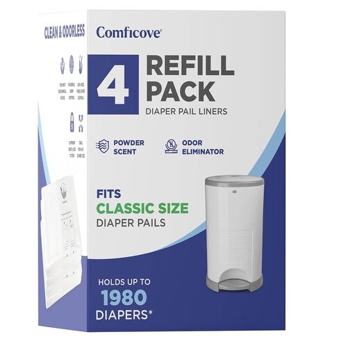 Comficove Refills Compatible with DEKOR CLASSIC Diaper Pails | 4 Pack | Extra Thick Diaper Pail Refill Liners | Fresh Scent | Easy to Replace and Dispose of Diaper Bag | Odorless Baby Diapers Disposal in Kuwait