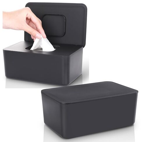 Baby Wipes Dispenser, Baby Wipe Holder for Fresh Wipes, Non-Slip Baby Wipes Container, Refillable Wipes Box with Sealing Design Lid (White) in Kuwait