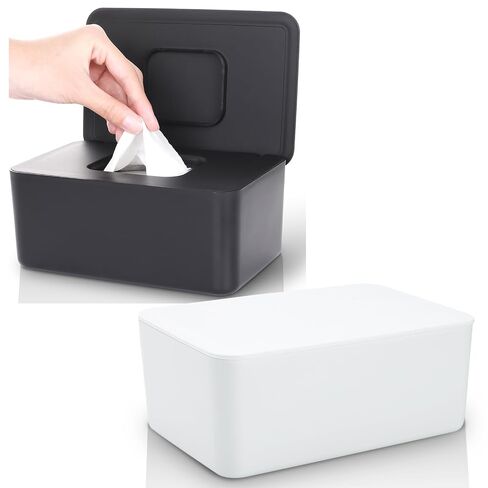 Baby Wipes Dispenser, Baby Wipe Holder for Fresh Wipes, Non-Slip Baby Wipes Container, Refillable Wipes Box with Sealing Design Lid (White) in Kuwait