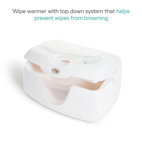 Munchkin Warm Glow Baby Wipe Warmer with Nightlight, Baby Wipes Warmer Dispenser for Newborn Diaper Changes, Holds 100 Wipes, White in Kuwait