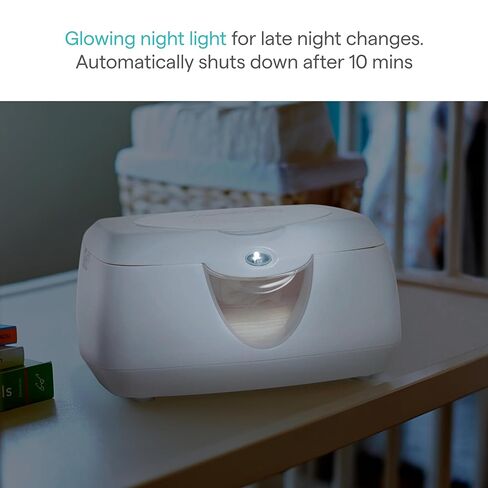 Munchkin Warm Glow Baby Wipe Warmer with Nightlight, Baby Wipes Warmer Dispenser for Newborn Diaper Changes, Holds 100 Wipes, White in Kuwait