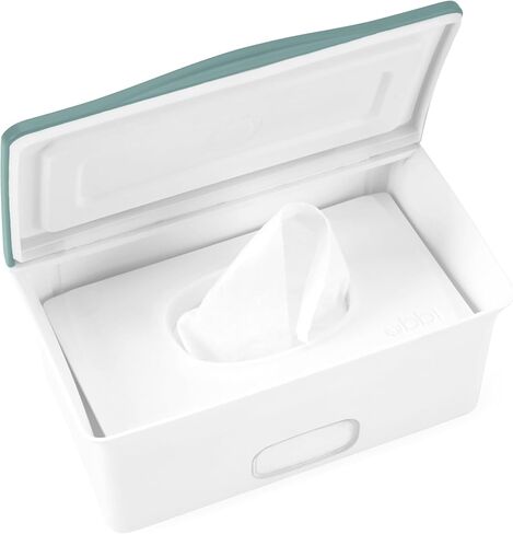 Ubbi Baby Wipes Dispenser, Baby Wipes Case, Baby Wipes Holder With Weighted Plate, Keeps Wipes Fresh And Non-Slip Rubber Feet, Gray | Rubber Seal Keeps Wipes Fresh, Non-Skid Feet, Holds Standard Pack of Wipes, Baby Changing Station Essential in Kuwait