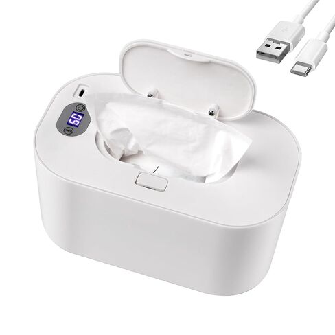 Baby Wipe Warmer and Baby Wet Wipes Dispenser, 5 Modes of Temperature Heating Control Portable Diaper Wipes Warmer for Newborn Baby, Baby Shower Gifts White in Kuwait