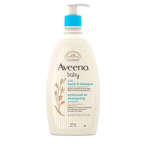 Aveeno Baby Daily Moisture Gentle Baby Body Wash and Shampoo with Oat Extract, 2-in-1 Baby Wash and Hair Shampoo, Tear-Free, Paraben-Free for Sensitive Skin and Hair, Lightly Scented, 18 Fl Oz in Kuwait