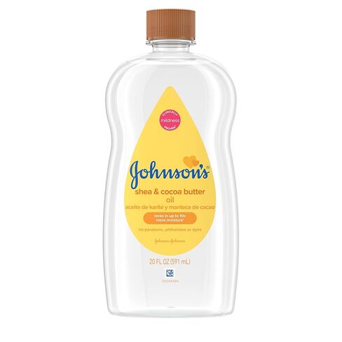 Johnson's Baby Oil, Mineral Oil Enriched with Shea & Cocoa Butter to Prevent Moisture Loss, Hypoallergenic, 20 fl. oz in Kuwait