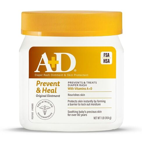 A+D Original Diaper Rash Ointment Prevents & Treats Diaper Rash, Moisturizing Skin Protectant with Vitamins A & D, Healing Skin Ointment for Dry and Cracked Skin 16 oz in Kuwait