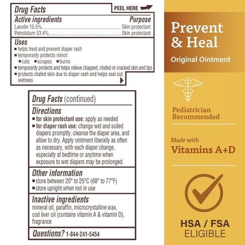 A+D Original Diaper Rash Ointment Prevents & Treats Diaper Rash, Moisturizing Skin Protectant with Vitamins A & D, Healing Skin Ointment for Dry and Cracked Skin 16 oz in Kuwait