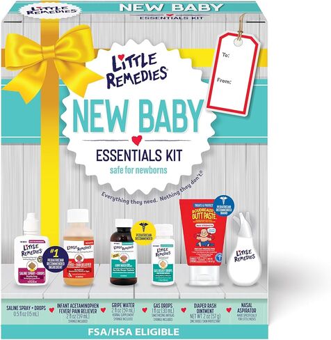 Little Remedies New Baby Essentials Kit, 6-in-1 Bundle for Newborns | Baby Care Set, Newborn Essentials, Saline Nasal Spray, Diaper Rash Cream, Gas Relief Drops, Gripe Water, Baby Pain Reliever in Kuwait