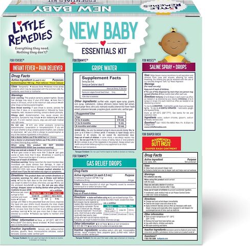 Little Remedies New Baby Essentials Kit, 6-in-1 Bundle for Newborns | Baby Care Set, Newborn Essentials, Saline Nasal Spray, Diaper Rash Cream, Gas Relief Drops, Gripe Water, Baby Pain Reliever in Kuwait