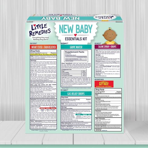 Little Remedies New Baby Essentials Kit, 6-in-1 Bundle for Newborns | Baby Care Set, Newborn Essentials, Saline Nasal Spray, Diaper Rash Cream, Gas Relief Drops, Gripe Water, Baby Pain Reliever in Kuwait