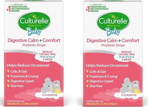 Culturelle Baby Digestive Calm & Comfort Probiotic (Ages 0-12 Mos) 8.5ml | Lactobacillus rhamnosus GG + Bifidobacterium lactis BB-12®, Two strain Formula, Ages 0-12 months, 5 Drops Once Daily in Kuwait
