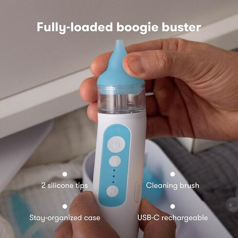 Frida Baby Electric NoseFrida Nasal Aspirator for Baby, Nose Sucker for Baby & Toddler, Upgraded Nasal Aspirator for Congestion + Allergy Relief with 3 Suction Levels, 2 Silicone Tips, USB in Kuwait