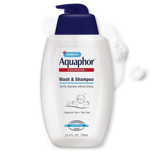 Aquaphor Baby Wash and Shampoo - Mild, Tear-free 2-in-1 Solution for Baby’s Sensitive Skin - 16.9 fl. oz. Pump | Tear Free Shampoo and Body Wash for Baby, Gently Cleanses, Non-Drying and Fragrance Free, Pediatrician Recommended Brand in Kuwait