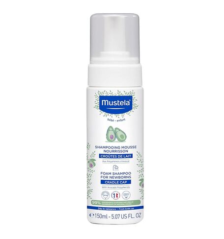 Mustela Foam Shampoo for Newborns - Baby Shampoo for Cradle Cap with Naturally Derived Avocado Oil Polyphenols - Fragrance-Free - 5.07 fl. oz in Kuwait