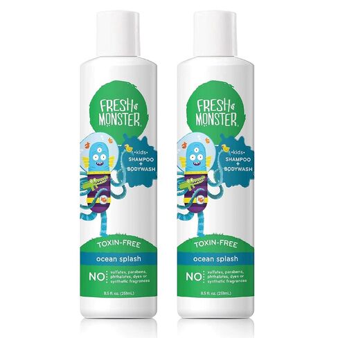 Fresh Monster 2-in-1 Shampoo & Body Wash, Toxin-Free, Hypoallergenic, Natural for Children, Watermelon - 2 Pack, 8.5oz/Each | Natural Hair Care for Kids, Toxin-Free & Plant-Based, Tear-Free, Hypoallergenic, Sulfate/Paraben Free, Made in USA in Saudi Arabia