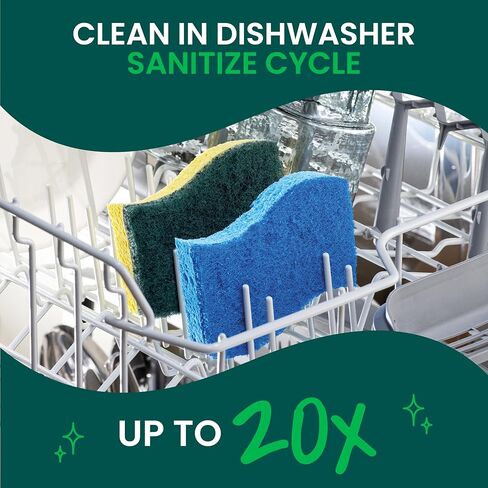 Scotch-Brite Zero Scratch Scrub Sponge, 3 Kitchen Sponges for Cleaning Around the Home, Bathroom & More, Effective + Gentle Dish Scrubber, Best for Nonstick Pots and Pans, Safe on Most Surfaces in Kuwait