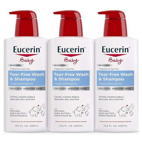 Eucerin Baby Unscented Baby Shampoo and Body Wash, Hypoallergenic, Tear Free Shampoo and Wash with Pro-Vitamin B5 and Shea Butter, 13.5 Fl Oz Bottle 3 pack | Unscented Baby Shampoo and Body Wash with Pro-Vitamin B5 and Shea Butter, Hypoallergenic, Tear Fr in Kuwait
