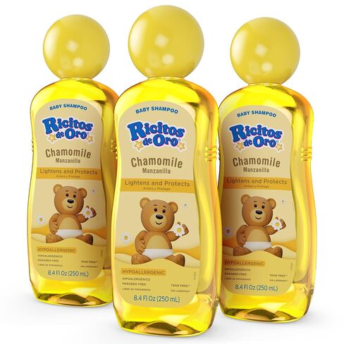 Ricitos de Oro Baby Shampoo | Chamomile | 8.4 fl oz | 3-Pack | Tear-free, gentle on delicate hair, lightens naturally with daily use, paraben-free in Kuwait