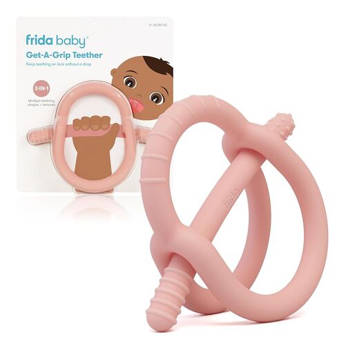 Frida Baby Get-A-Grip Silicone Teether for Teething Pain Relief, BPA-Free Food-Grade Teething Toys for Infant Baby Newborn 0-6, 12, 18 Months, Easy-Grip Teether Ring, PVC-Free, Teal in Kuwait