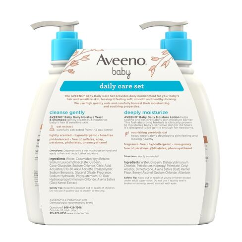 Aveeno Baby Daily Care Gift Set with Oat Extract, Moisturizing Lotion and 2 in 1 Bath Wash and Shampoo, Hypoallergenic, Paraben Free, 2 Count in Kuwait
