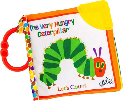 Let's Count Soft Book - World of Eric Carle the Very Hungry Caterpillar Baby on the Go Clip Teething Crinkle Soft Sensory Book for Babies, 5.25x5.25 Inch in Kuwait