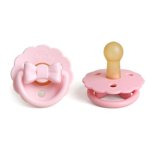 Itzy Ritzy Natural Rubber Newborn Pacifiers – Baby Pacifiers with Cherry-Shaped Nipple & Large Air Holes for Added Safety - Set of 2 Binkies in Coconut & Toast (Ages 0 – 6 Months) in Kuwait