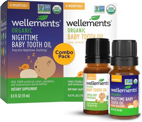 Wellements Organic Baby Tooth Oil | Soothing Massage Oil for Tiny Gums, Helps Make Teething Happy, Made with Safe and Effective Certified Organic Ingredients | 0.5 Fl Oz. 4 Months + in Kuwait