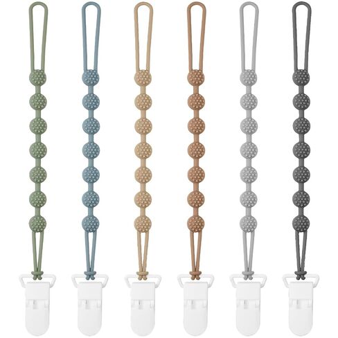 Eascrozn Baby Pacifier Clip, 6 Pack Silicone Pacifier Holder with One Piece Design for Baby Boy and Girl, BPA Free Soft Flexible Paci Binky Clips in Saudi Arabia