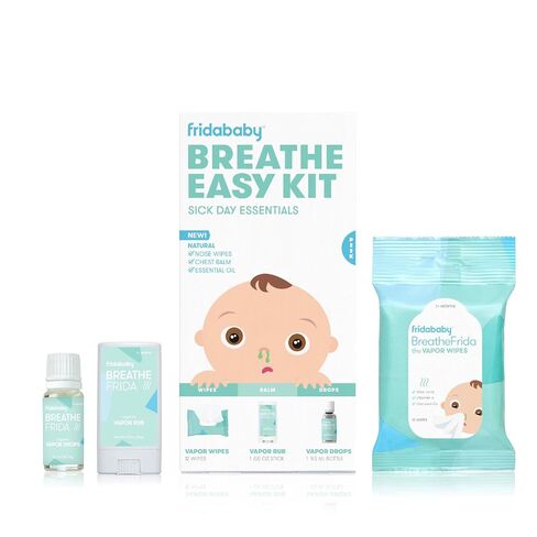 Frida Baby Breathe Easy Kit Sick Day Baby Essentials - 3pc Set Includes Vapor Wipes, Vapor Rub + Organic Vapor Drops to Help Baby Breathe Easy, Natural Baby Congestion Relief in Kuwait
