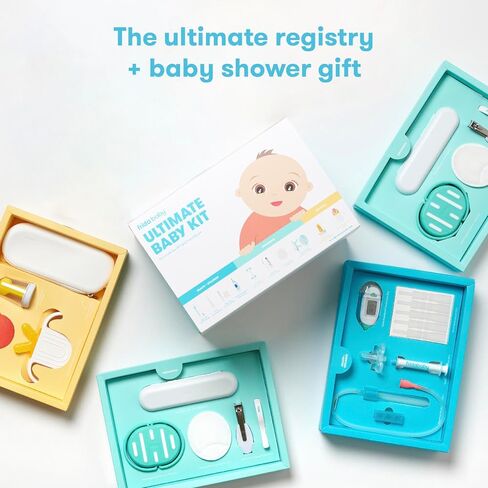Frida Baby Ultimate Baby Kit, 10 piece New Born Essentials Gift Set Includes Wellness Sick Day, Gas Relief, Grooming Tools & Teething Toys in Kuwait