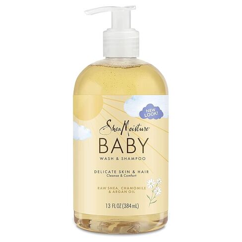 SheaMoisture Baby Wash & Shampoo for All Skin Types Raw Shea, Chamomile & Argan Oil Baby Wash and Shampoo with Frankincense & Myrrh to Help Cleanse 13 oz, Gold, Packaging may vary in Saudi Arabia