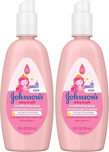Johnson's Kids Shiny & Soft Hair Conditioning Spray with Argan Oil & Silk Proteins, Tear-Free Conditioning Spray for Shine & Softness, Gentle for Toddler Haircare, 10 fl. oz in Kuwait