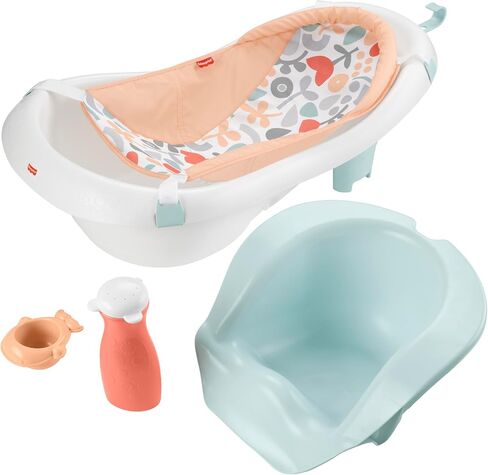 Fisher-Price™ Baby to Toddler Bath 4-in-1 Sling 'N Seat Tub with Removable Infant Support and 2 Toys, Summer Blossoms in Kuwait