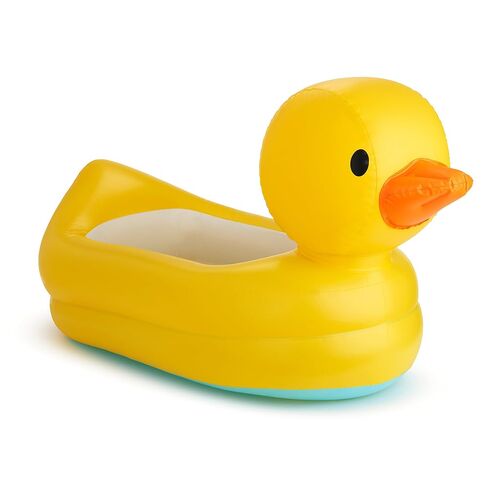 Munchkin Duck Inflatable Baby Bathtub for Babies 6-24 Months, White Hot Heat Alert, Great for Home or Travel, Classic Yellow Ducky in Kuwait