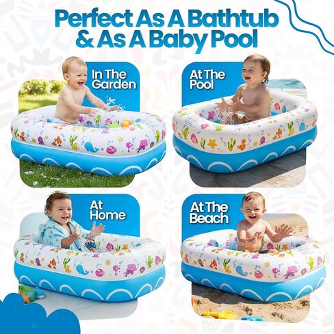 Mommy's Helper | Inflatable Under The Sea Baby Bathtub, Collapsible Safe Baby Bath Tub with Anti-Sliding Saddle Horn Seat, Must Have Travel Toddler Bath, Portable Bathtub Recommended Months 6 to 24 in Kuwait
