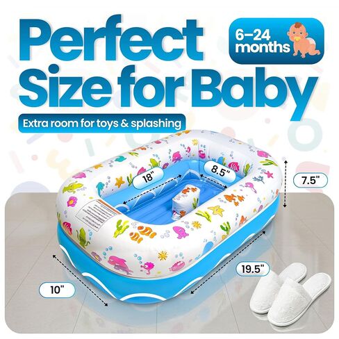 Mommy's Helper | Inflatable Under The Sea Baby Bathtub, Collapsible Safe Baby Bath Tub with Anti-Sliding Saddle Horn Seat, Must Have Travel Toddler Bath, Portable Bathtub Recommended Months 6 to 24 in Kuwait