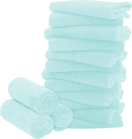 16 Pack Baby Washcloths - Luxury Multicolor Coral Fleece - Extra Absorbent and Soft Wash Clothes for Newborns, Infants and Toddlers - Suitable for Sensitive Skin and New Born - Baby Shower, 10x10 Inch in Kuwait