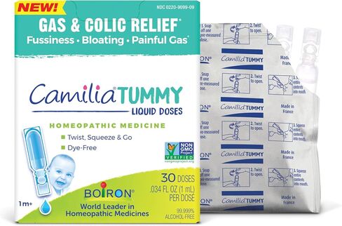Boiron Camilia Tummy for Colic, Painful Gas, Bloating, & Fussiness- Sterile and Non-Drowsy Liquid Doses - 30 Count | For Colic, Painful Gas, Bloating, & Fussiness. Features: Non-Drowsy, Sterile. Size: 30 Count. in Kuwait