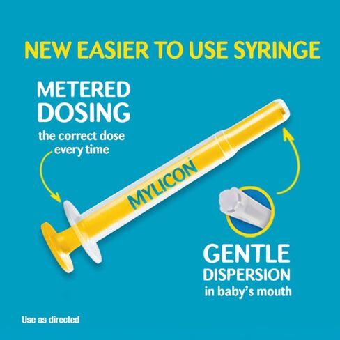 MYLICON Gas Relief Drops for Infants and Babies, Dye Free Formula, 1 Fluid Ounce (Updated Syringe) in Kuwait
