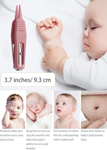 Infant Nose Cleaning Tweezer with LED Light Round-Head Safe and Effective Clip Care Ear Nose Navel Clean Tool Nipper Plier Pincet Forceps for Relieves Stuffy Nose in Kuwait