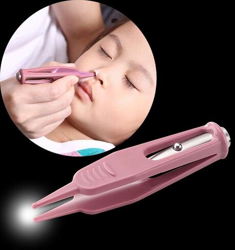Infant Nose Cleaning Tweezer with LED Light Round-Head Safe and Effective Clip Care Ear Nose Navel Clean Tool Nipper Plier Pincet Forceps for Relieves Stuffy Nose in Kuwait