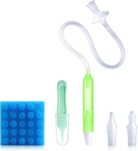 Baby Nasal Aspirator Nasal Congestion Relief with 25 Hygiene Filters 2 Silicone Tips with Nose Cleaning Tweezer, Pink in Kuwait