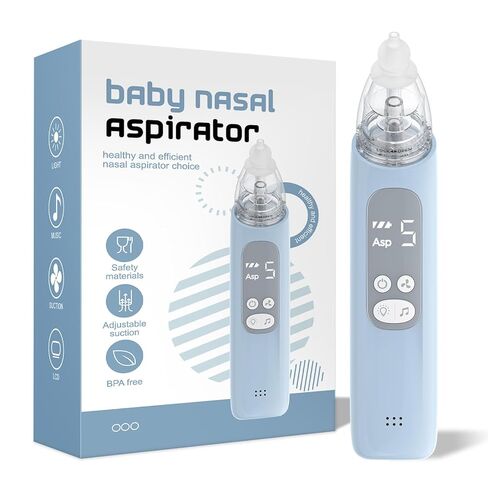 Nasal Aspirator for Baby with 5-Level Adjustable Suction | Electric Nose Sucker for Baby, Easy-Clean Detachable Design, Anti-Backflow Safety Protection, Calming Lights & Rhymes in Kuwait