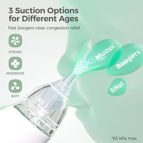 Momcozy Electric Nasal Aspirator for Baby, 3 Levels, Light and Music,Portable Electric Nose Sucker for Gentle Clearing, Soft Silicone Tips, Baby Nasal Aspirator for Registry Gift in Kuwait