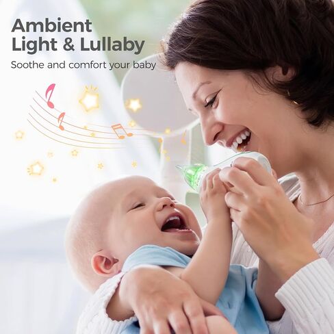 Momcozy Electric Nasal Aspirator for Baby, 3 Levels, Light and Music,Portable Electric Nose Sucker for Gentle Clearing, Soft Silicone Tips, Baby Nasal Aspirator for Registry Gift in Kuwait