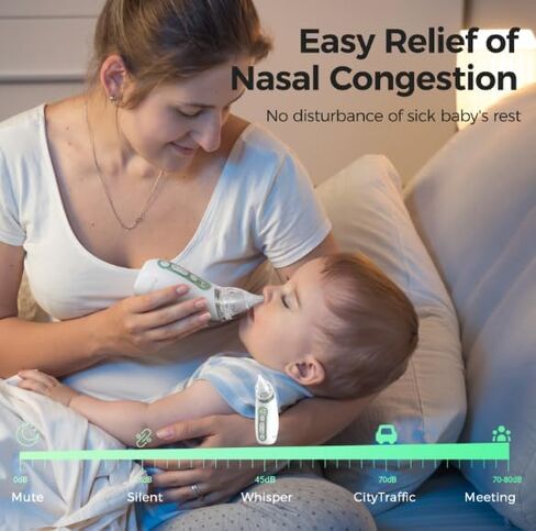 Momcozy Electric Nasal Aspirator for Baby, 3 Levels, Light and Music,Portable Electric Nose Sucker for Gentle Clearing, Soft Silicone Tips, Baby Nasal Aspirator for Registry Gift in Kuwait