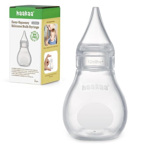 Haakaa Silicone Baby Nasal Aspirator | Nose Bulb Syringe | Easy-Squeezy Baby Nose Cleaner, Newborn Infant &Toddler - BPA Free Silicone in Kuwait
