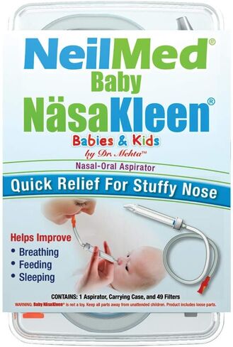 NeilMed Baby NasaKleen Nasal-Oral Aspirator with 49 Hygiene Filters and a Convenient Storage Travel Case in Kuwait