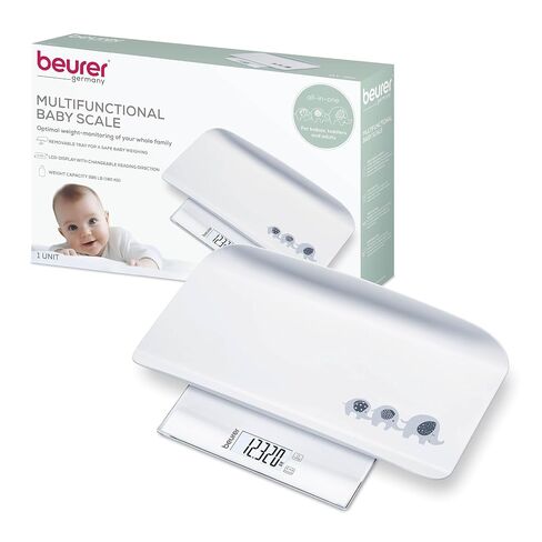 Beurer BY80 Digital Baby Scale, Infant Scale for Weighing in Pounds, Ounces, or Kilograms up to 44 lbs with Hold Function, Pet Scale for Cats and Dogs Analysis in Kuwait